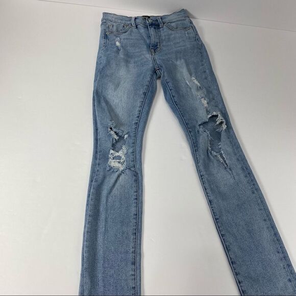 BDG Twig High Rise Jeans Distressed Light Wash Urban Outfitters Skinny Jeans 25 - Picture 2 of 7